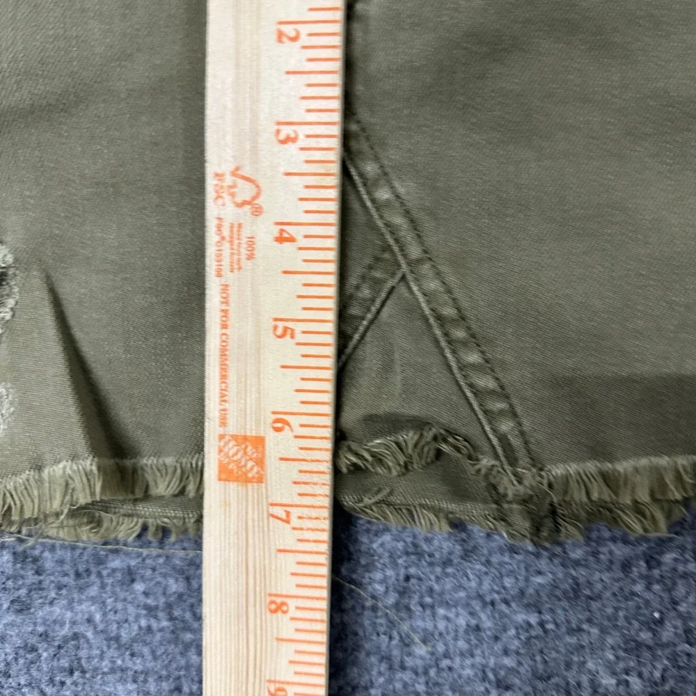 American Eagle Skirt Womens Size 8 Olive Green Distressed Denim Raw Hem Casual